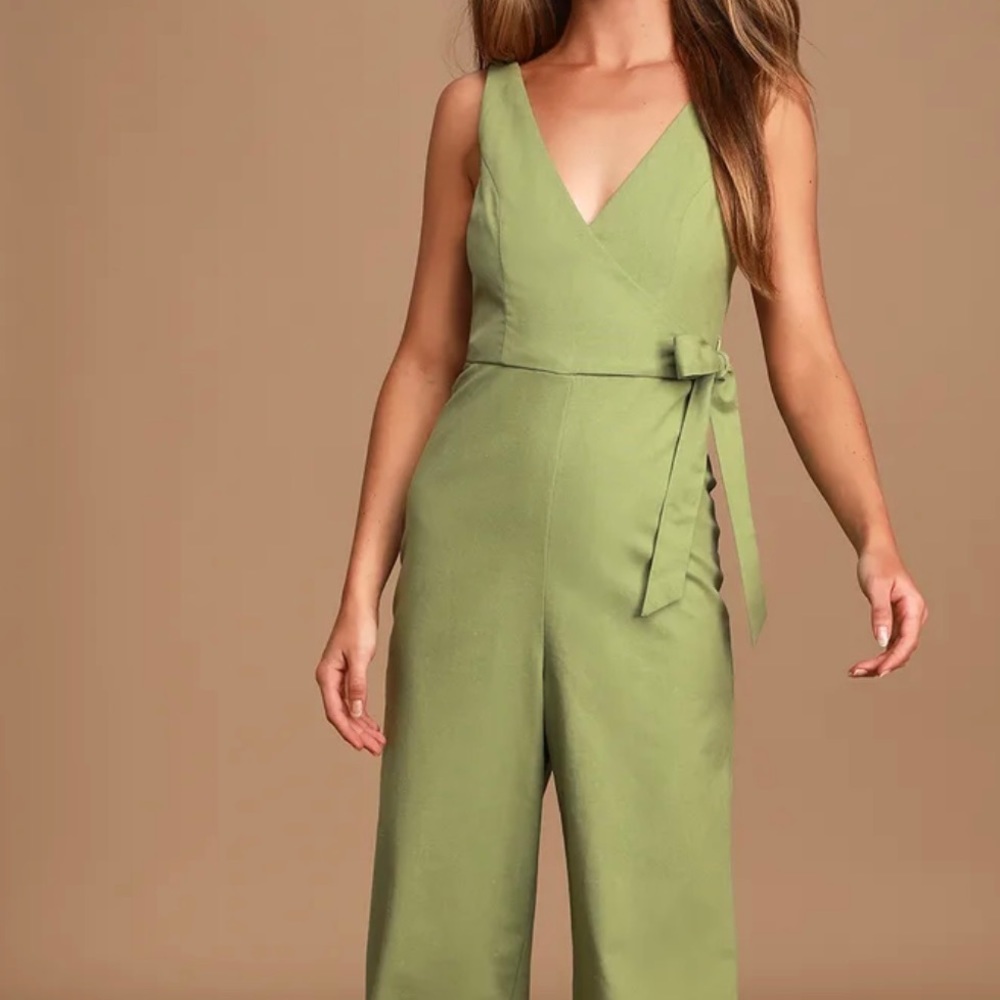 Sage Green Sleeveless Wide Leg Jumpsuit